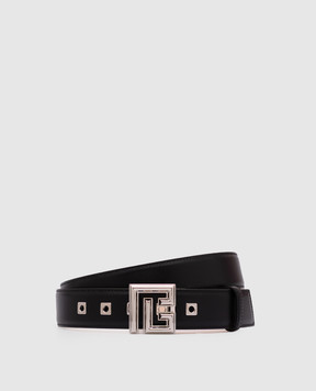 Balmain Чорний шкіряний ремінь з монограмою логотипа DM1WJ016LVTL