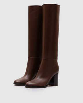 Gianvito Rossi Коричневі шкіряні чоботи SANTIAGO G8047985CUO