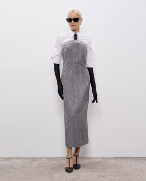 Ermanno Scervino Сіра сукня міді у візерунок з кристалами D472Q342CTZBW