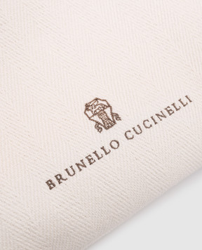 Brunello Cucinelli Біла косметичка з льоном у візерунок з логотипом ML571M101