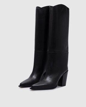 Jimmy Choo Чорні шкіряні козаки Cece 80 з логотипом CECE80SLQ