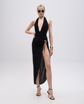 Balmain Чорний купальник у візерунок PB з поясом BKBU12200