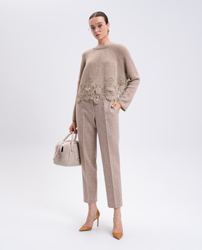 Ermanno Scervino Бежевий светр з кашеміру з мереживом D475M305APKFX