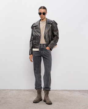 Brunello Cucinelli Бежева футболка з ланцюжком моніль M0T18BD200