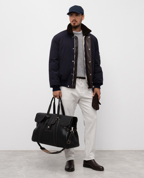 Brunello Cucinelli Синій пуховик з овчиною MV4061625