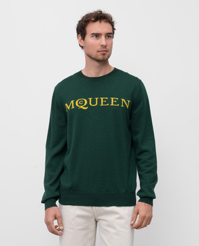 Alexander McQueen Зелений джемпер з вовни з логотипом 839681Q1BEB