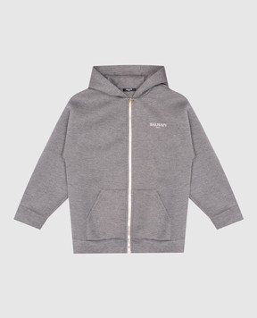Balmain Детская серая спортивная куртка с логотипом BW4P20Z2838