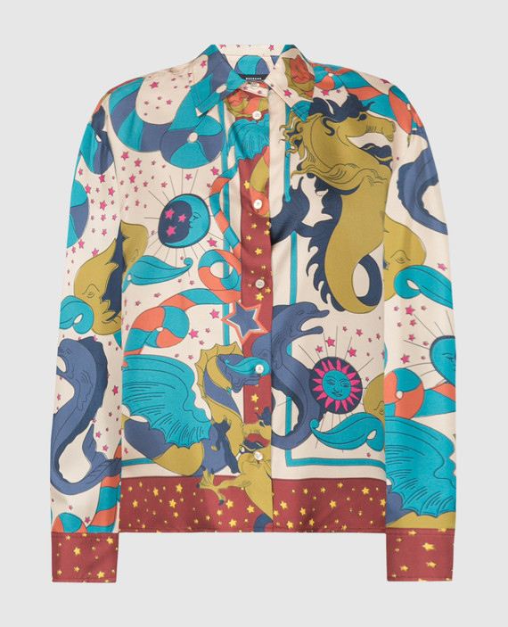 Caio silk blouse in Fano print