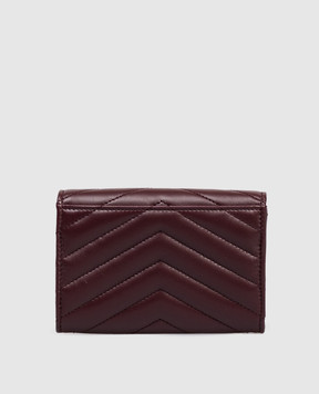 Saint Laurent Бордовий шкіряний стьобаний гаманець з монограмою Cassandre 414404AAA44