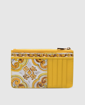 Dolce&Gabbana Белый кожаный глянцевый картхолдер с логотипом. BI1261AQ240