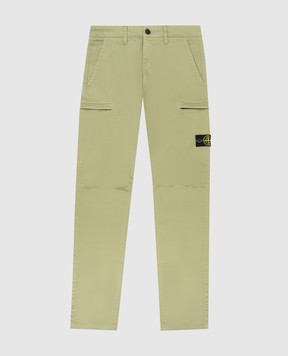 Stone Island Детские зеленые брюки с патчем логотипа 81163101214