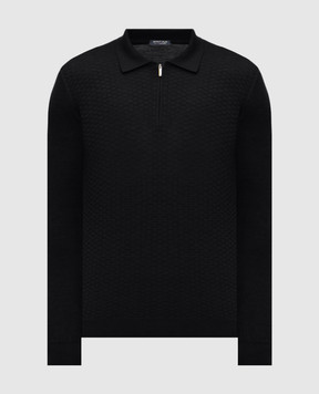 Bertolo Cashmere Черное поло из шерсти и шелка 902473002514