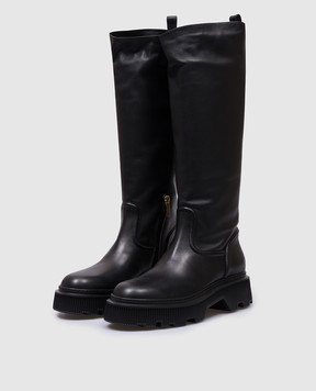 Santoni Чорні шкіряні чоботи Chicboot WSCW71108NERTAIY