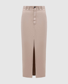 Brunello Cucinelli Бежевая юбка Chino со льном ML996G3822