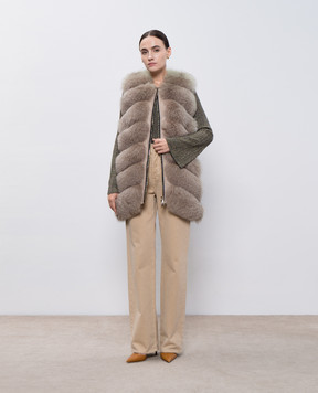 Florence Mode Бежевый жилет из меха лисы LC141005V