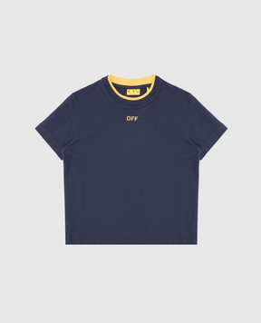Off-White Дитяча синя футболка з принтом Off OBAA012S25JER001