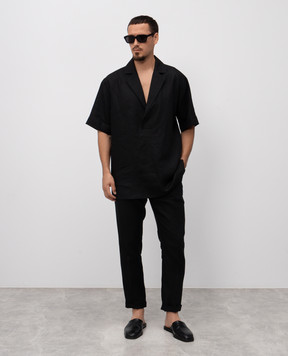 Dolce&Gabbana Чорна сорочка з льону G5NI0TFU4JB