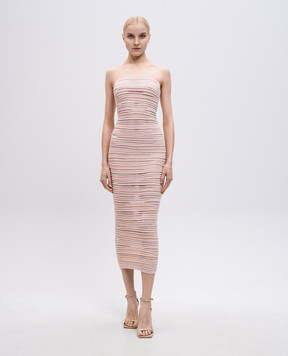 Balmain Бежева сукня міді з паєтками EF0RG065KI39