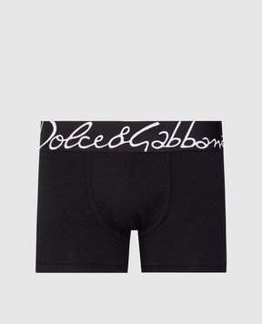 Dolce&Gabbana Чорні труси-боксери з візерунком логотипа M4F34JONP20