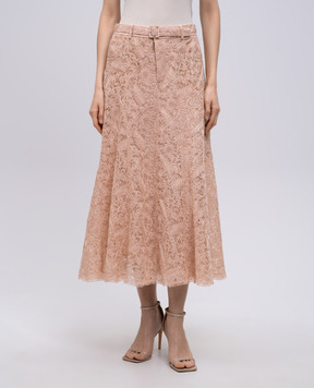 Ermanno Scervino Бежева спідниця міді з сітки у вишивку D462O337OEX