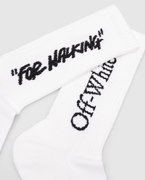 Off-White Білі шкарпетки з візерунком напису OMRA085C99KNI002