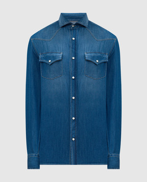 Brunello Cucinelli Синя джинсова сорочка MR6834008