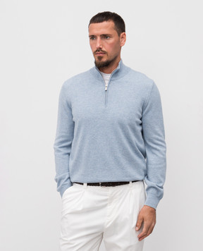 Brunello Cucinelli Блакитний джемпер з кашеміру M2200124