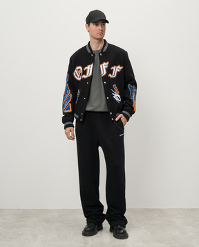 Off-White Черные спортивные брюки с вышивкой логотипа OMCH054F24FLE004