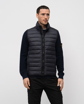 Stone Island Синий пуховый жилет с патчем логотипа K1S15G100007S0024