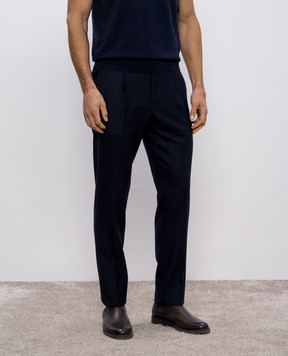 Stefano Ricci Сині штани з вовни з металевою емблемою M1T3300046W610