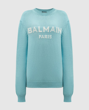 Balmain Голубой свитер с шерстью с узором логотипа DH1KD000KG97
