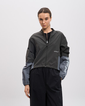Off-White Сіра вітровка з принтом логотипа OWVC004S25FAB001