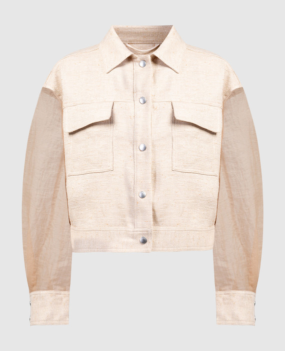 Beige jacket with linen and lurex
