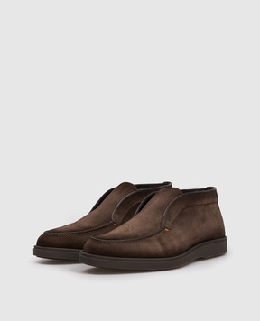 Santoni Коричневые замшевые дезерты на меху MGDG17823SMOAGEX