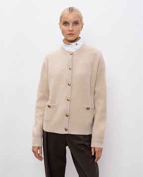 Brunello Cucinelli Бежевий кардиган з вовни, кашеміру та шовку M16725126