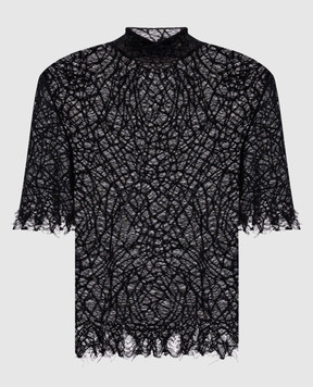 Alexander McQueen Чорний ажурний топ з шовком 829306Q1BC9