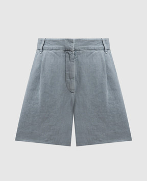 Brunello Cucinelli Блакитні шорти з льоном зі шкіряним патчем логотипа ML996P5903