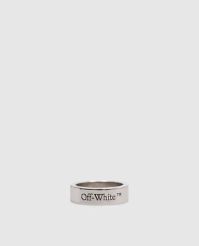 Off-White Серебристое кольцо с гравировкой логотипа OMOC07GS25MET001