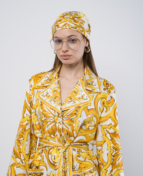 Dolce&Gabbana Белый платок из шелка в принт Майолика FN092RGDAOY