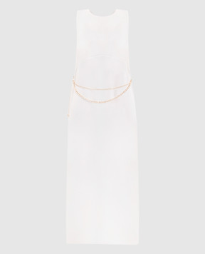 Twinset Бежевое платье миди с цепочкой 252TP2300