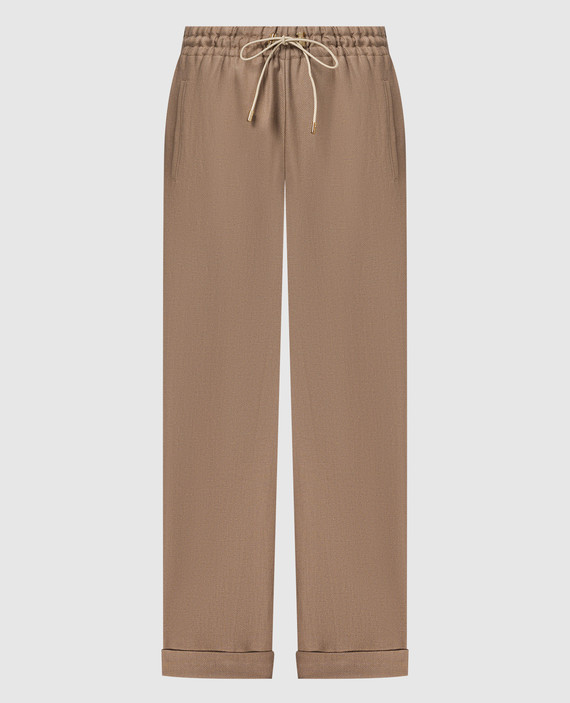 Brown short pants made of linen and silk