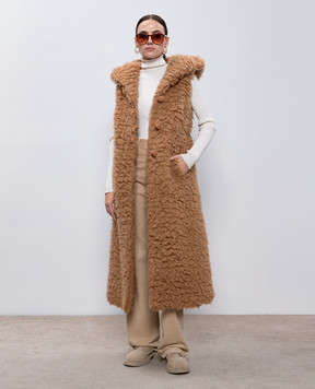 Solleciti Коричневий подовжений жилет з кашеміру та шовку AS00C619T2801121