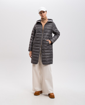 Moncler Серое пальто из кашемира и шерсти с пуховой курткой J20931C000325980N