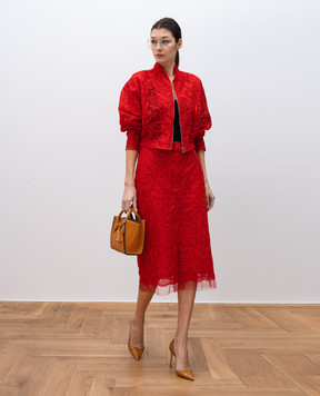 Ermanno Scervino Червона спідниця-олівець з мережива D462O332OEX