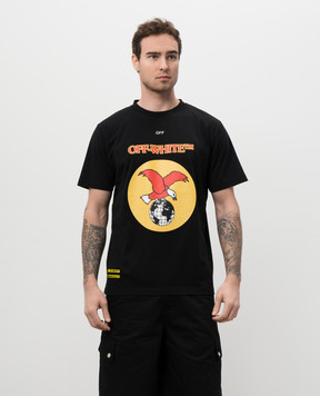 Off-White Черная футболка с принтом в виде орла OMAA027S25JER008