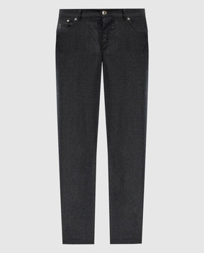 Brunello Cucinelli Серые брюки из шерсти с патчем логотипа ME226I1780