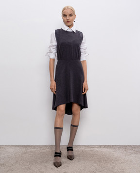 Brunello Cucinelli Сіра сукня з вовни та шовку MR905A82E2y