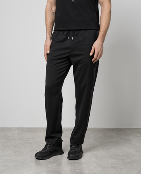 Moncler Черные брюки с шерстью с логотипом. 2A00005597FV