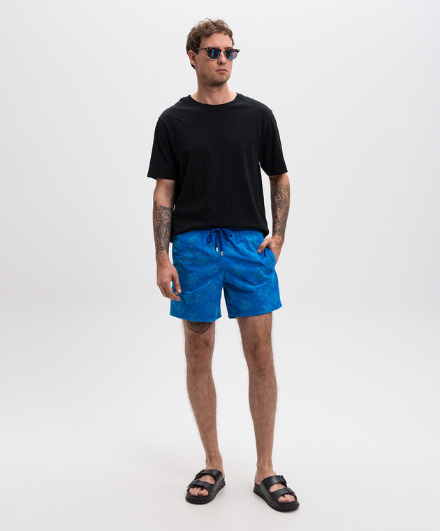 Vilebrequin Синие шорты для плавания в принт Ronde des Tortues MOOAD222 изображение 2