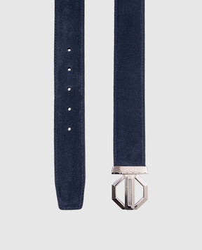 Stefano Ricci Синій замшевий ремінь з металевим логотипом N381SDC554P